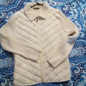 Off white cream colored lightweight quilted sweater jacket